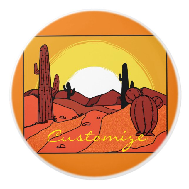 Desert Cactus Sunset Thunder_Cove Knopp (Framsidan)