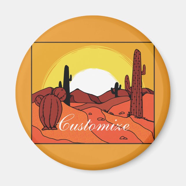 Desert Cactus Sunset Thunder_Cove Magnet (Framsidan)