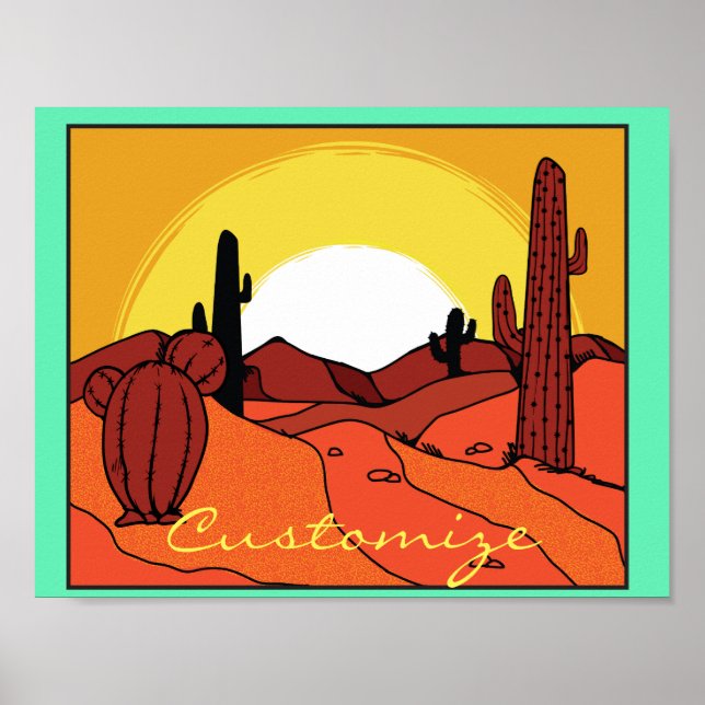 Desert Cactus Sunset Thunder_Cove Poster (Framsidan)