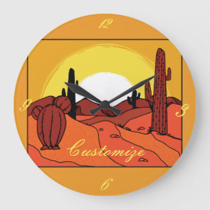 Desert Cactus Sunset Thunder_Cove Stor Klocka
