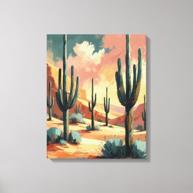 Desert Cactus Under Sunlight – Abstract Canvas Art (Framsida)