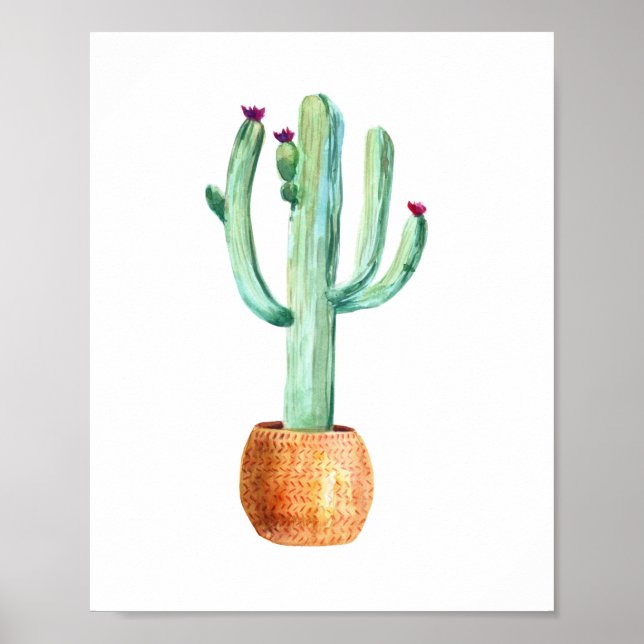 Desert cactus vattencolor teckning poster (Framsidan)