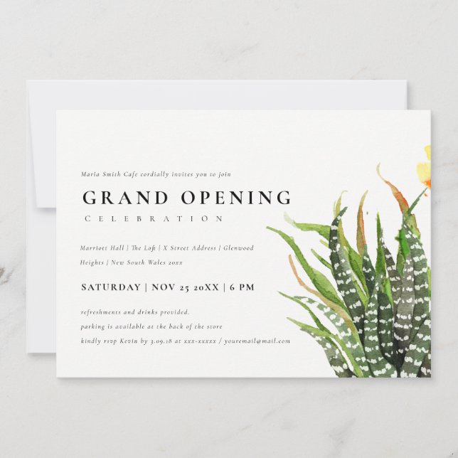 DESERT CACTUS WATERCOLOR GRAND OPENENING CEREMONY INBJUDNINGAR (Framsida)