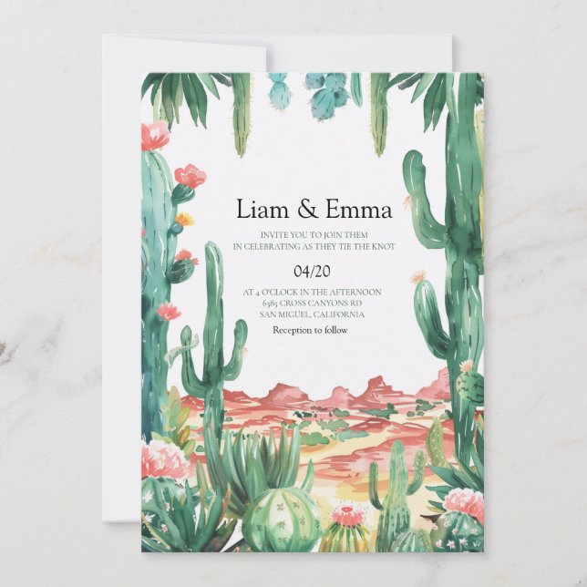 Desert Cactus Wedding Invitation Inbjudningar (Framsida)