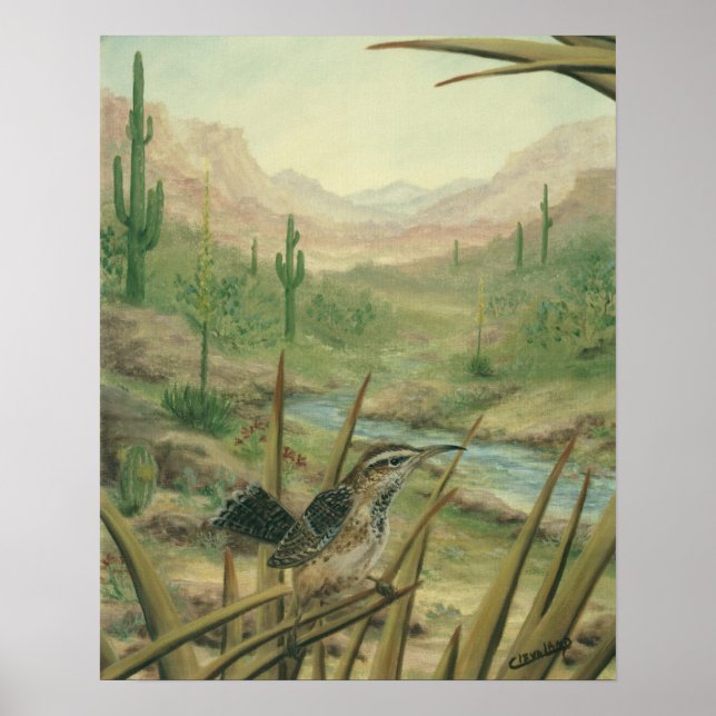 Desert Cactus Wren Poster (Framsidan)