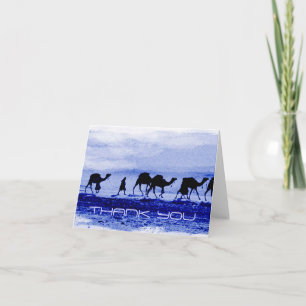 Desert Camel Caravan Blue Tackkort Card