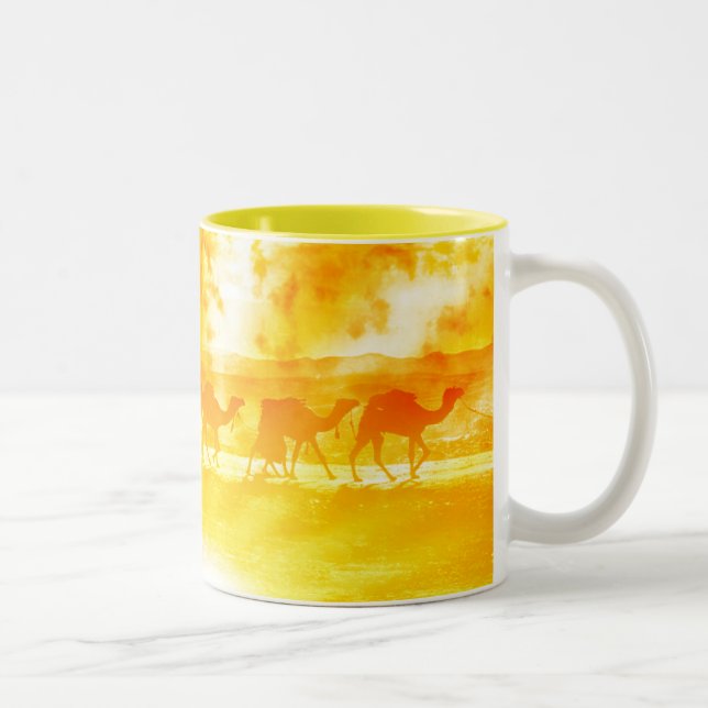 Desert Camel Caravan Sunburst Ceramic Mugg (Höger)
