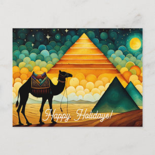 Desert Camel Egyptian Pyramids Vykort