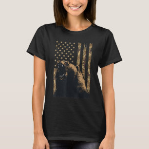 Desert Camo Grizzly Bear Grunge American Flagga Ta T Shirt