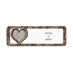 Desert Camouflage Heart Returadress Etikett