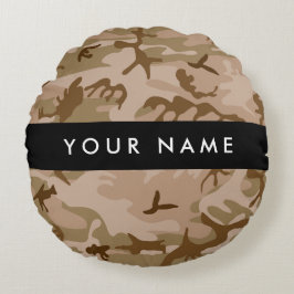 Desert Camouflage Pattern, ditt namn, Anpassa Rund Kudde