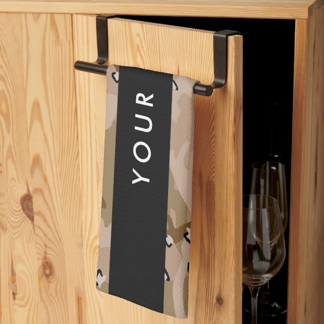 Desert Camouflage Småstens, Ditt namn, Anpassa Kökshandduk (Thirds Fold)