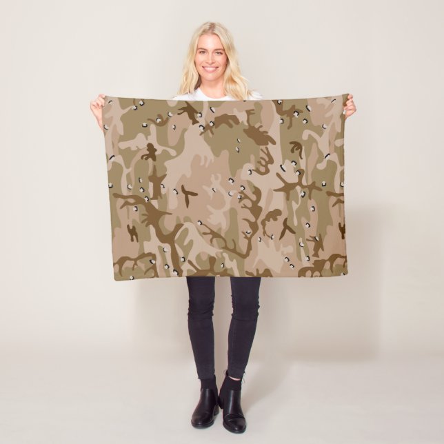 Desert Camouflage with Pebbles, Military, Army Fleecefilt (På plats)