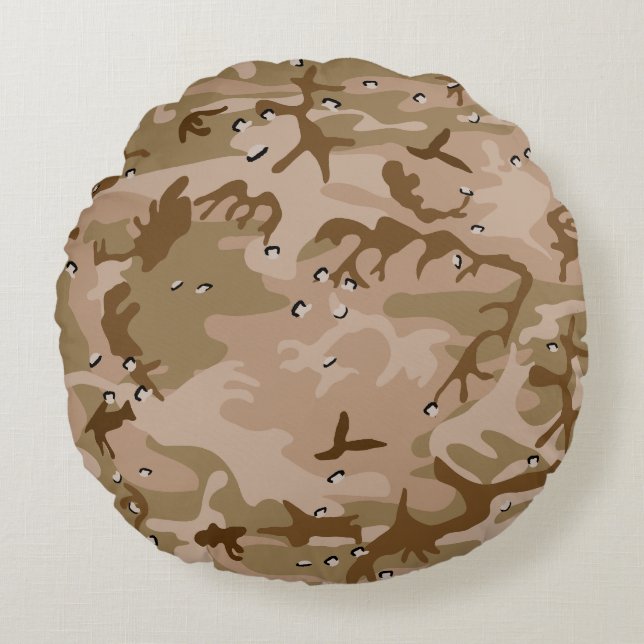 Desert Camouflage with Pebbles, Military, Army Rund Kudde (Framsidan)