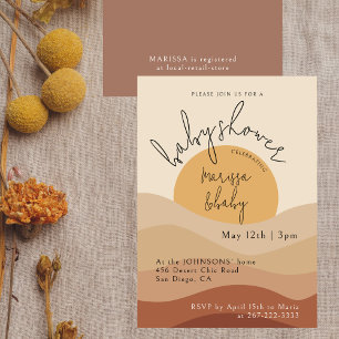 Desert Chic Boho Anpassningsbar Neutralt Earthy Ba Inbjudningar