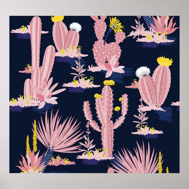 Desert-Chic: Pastel Cactus Bloom Poster (Framsidan)