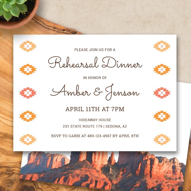Desert Chic Sedona Rehearsal Middagsinbjudan Inbjudningar (Desert Chic Sedona Rehearsal Dinner Invitation)