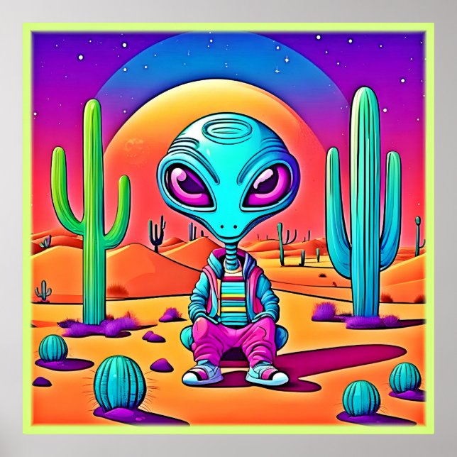 Desert Chillin'Alien Art Poster (Framsidan)