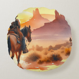 Desert Cowboy Rund Kudde