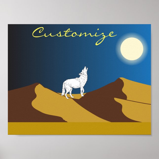 Desert Coyote Howling Full Moon Thunder_Cove Poster (Framsidan)