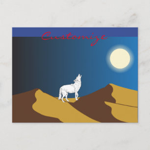 Desert Coyote Howling Full Moon Thunder_Cove Vykort