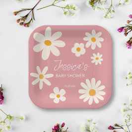 Desert daisy boho rosa retro babydusch anpassnings