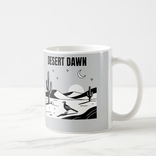 Desert Dawn Black and White Roadrunner Sketch Art Kaffemugg (Höger)