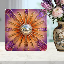 Desert Disco Sunburst Purple Retro Sunset & Mirror Kakelplatta