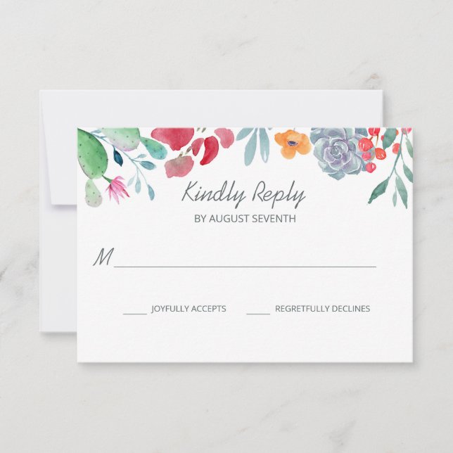 Desert Dream | Boho Watercolor Blommigt Bröllop OSA Kort (Framsida)