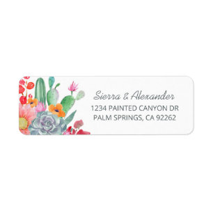 Desert Dream Cactus Bouquet Bröllop Returadress Etikett