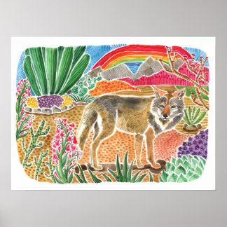 Desert Dreamer Coyote Ligcape Poster