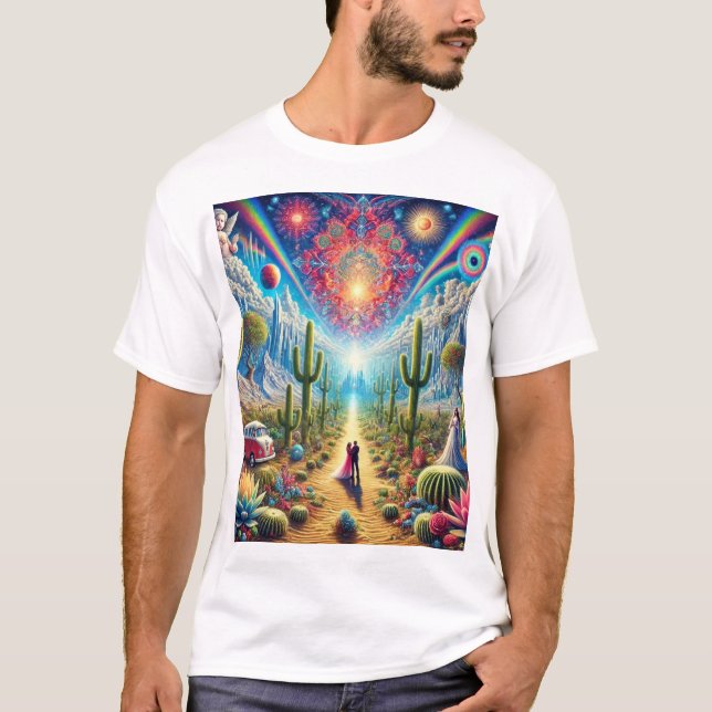 Desert Dreamscape: Oasis of Infinite Wonders T Shirt (Framsida)