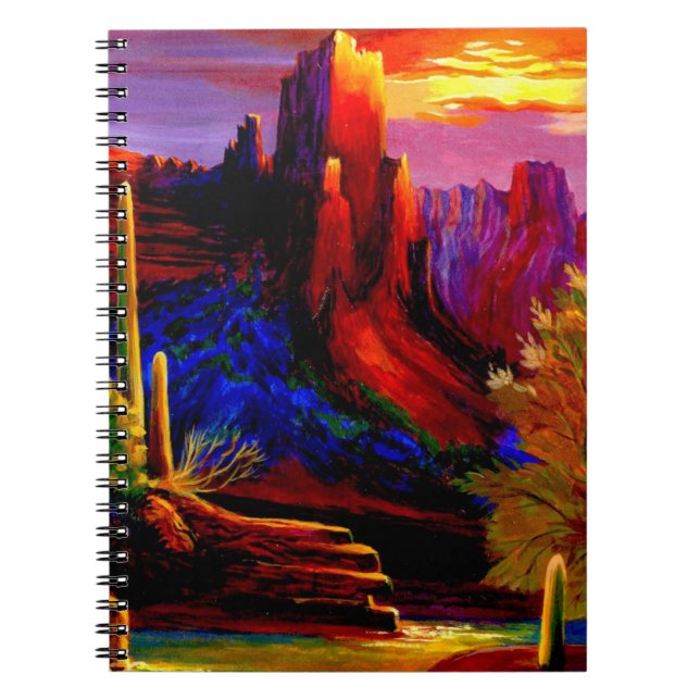 Desert färgat av Sunset Notebook Anteckningsbok (Framsidan)