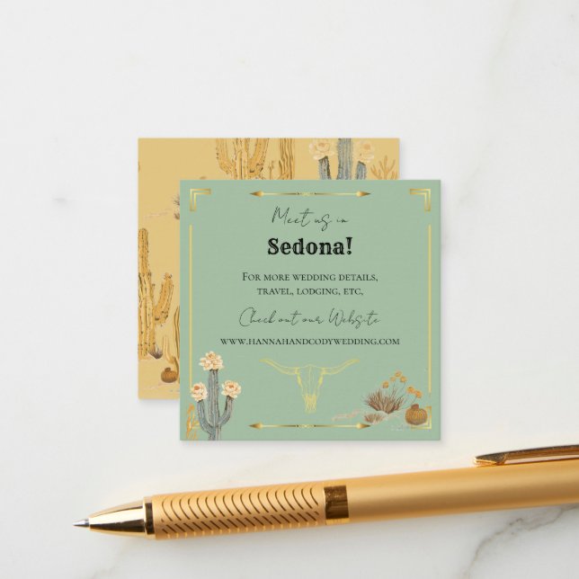 Desert Flowers Western Wedding Enclosure Card Tilläggskort (Fram/Back In Situ)