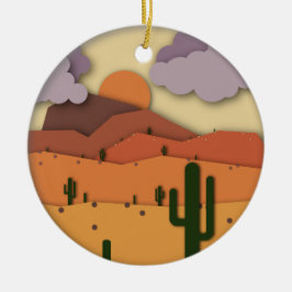Desert Gammala västern Cactus Saguaro Arizona Orna Julgransprydnad Keramik