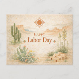 Desert Green Orange Landscape Happy Labor Day Helg Vykort