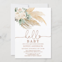 Desert Greenery Boho Pampas Grass Baby Shower Inbjudningar