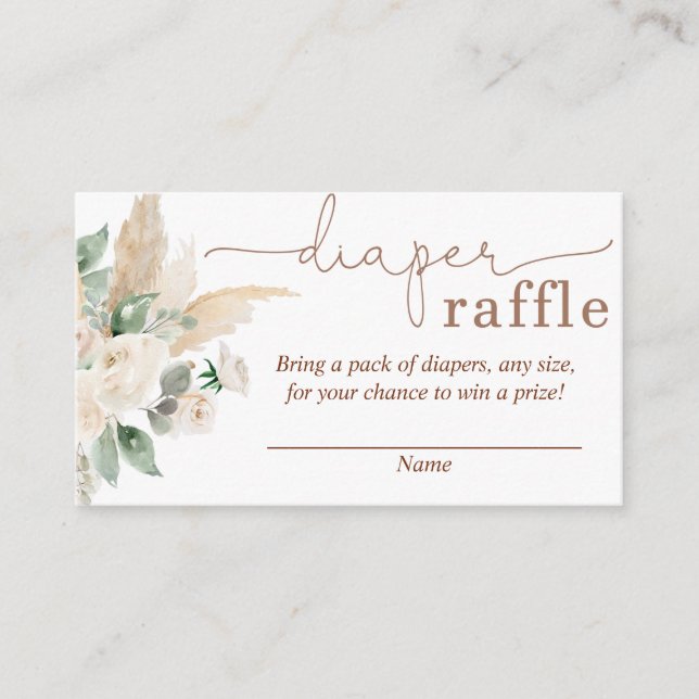 Desert Greenery Pampas Grass Diaper Raffle Card Tilläggskort (Framsida)