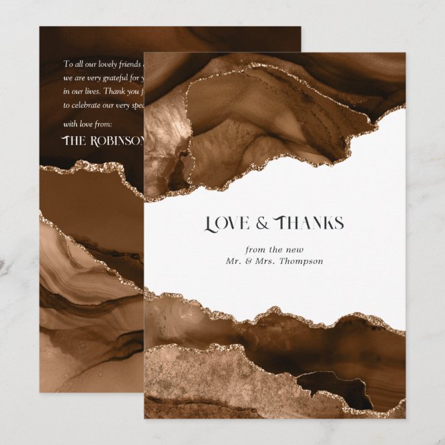 Desert Guld Agate Bröllop Tack Kort (Fram/baksida)