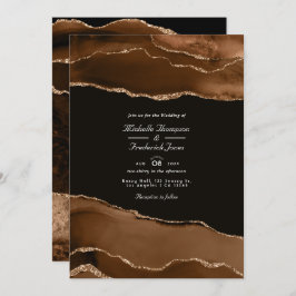 Desert Guld Agate Watercolor Bröllop QR Code Osa Inbjudningar