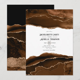 Desert Guld Watercolor Agate Bachelorette Party Inbjudningar