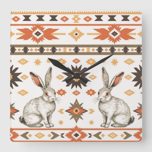 Desert Hares Fyrkantig Klocka (Framsida)