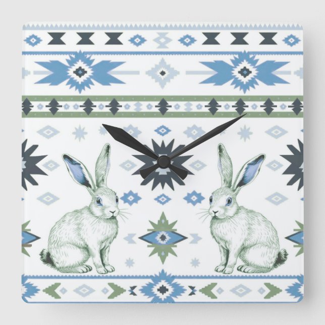 Desert Hares Fyrkantig Klocka (Framsida)