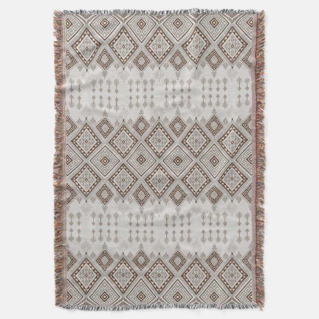 Desert Harmony Brown Moroccan Geometric Tribal Filt (Framsidan Vertikal)
