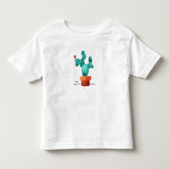 Desert Heart Cactus Grönt Rosa Kids NAMN Kärlek T Shirt (Framsida)