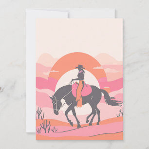 Desert Himmel med Cowgirl Riding her Horse Inbjudningar