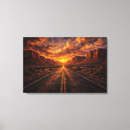 Desert Horizon: The Golden Highway Canvastryck