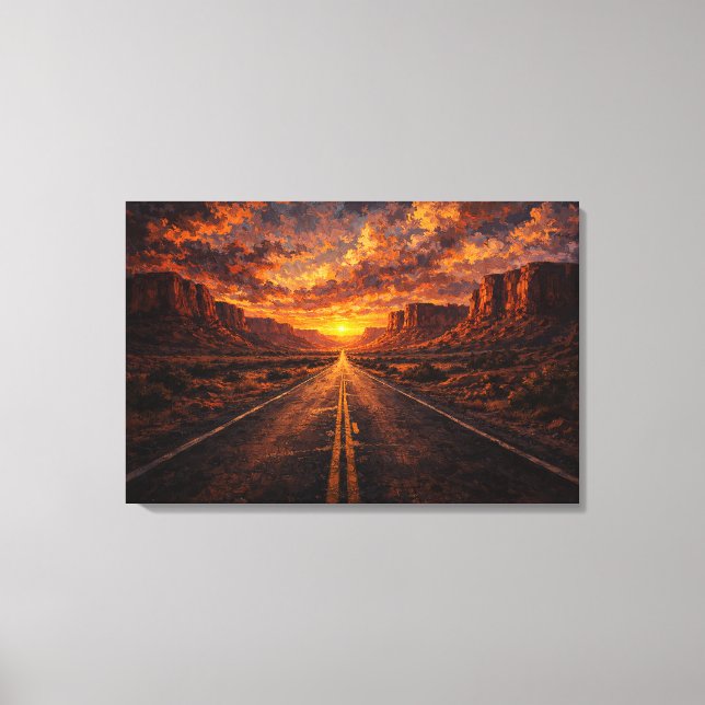 Desert Horizon: The Golden Highway Canvastryck (Framsida)