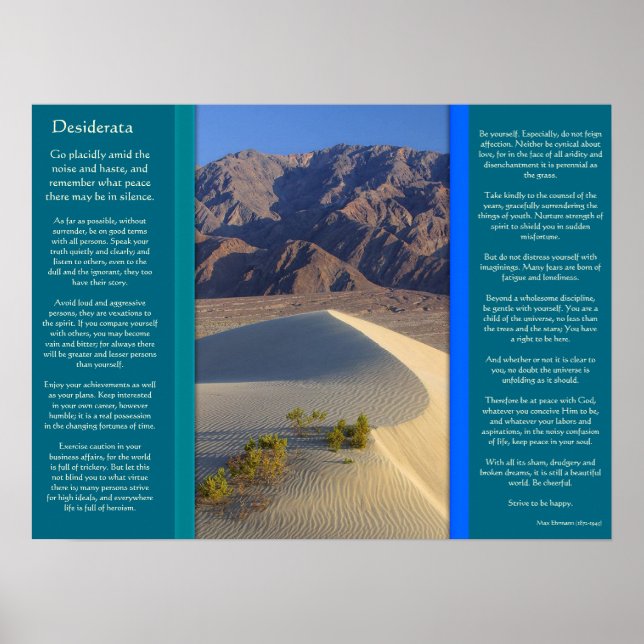 Desert-intervall för DESIDERATA Poster (Framsidan)