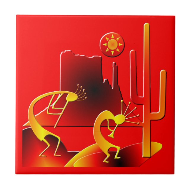 Desert Kokopelli Kakelplatta (Framsidan)